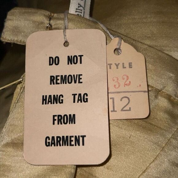 NWT Vintage Nelly De Grab New York Gold Raw Silk Maxi Skirt Pleat Front Size 12 - Picture 2 of 11